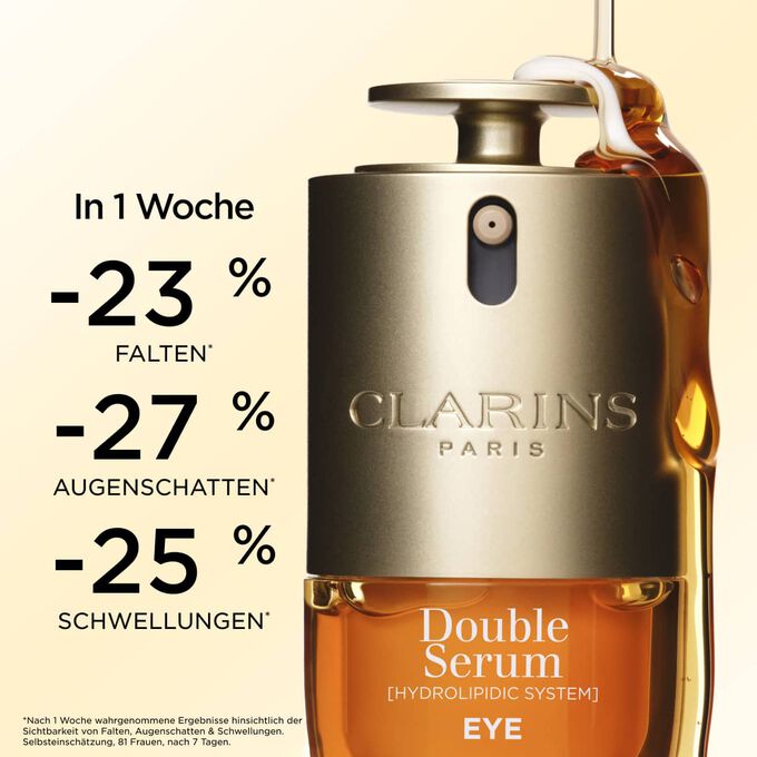 Ergebnisse von Double Serum Eye nach einer Woche: geminderte Falten, Augenringe und Schwellungen f&uuml;r jugendlicheres Aussehen der Augenpartie.