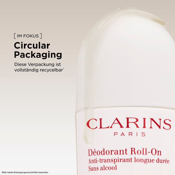 Clarins Roll-on-Deodorant in vollst&auml;ndig recycelbarer Verpackung