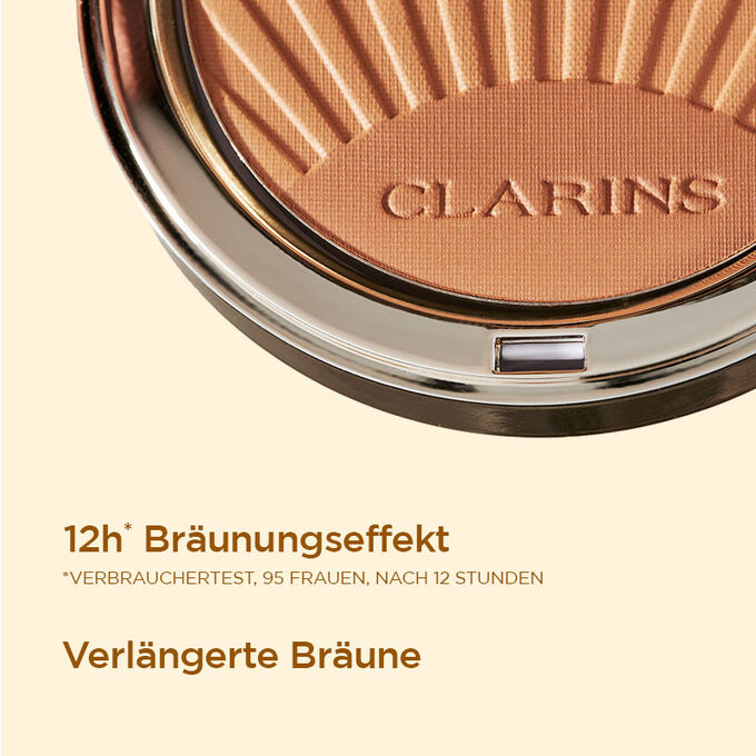 Bronzing Powder Palette mit Textinfo zu 12-Stunden-Bräunungseffekt und Fähigkeit zur Verlängerung einer natürlichen Bräune