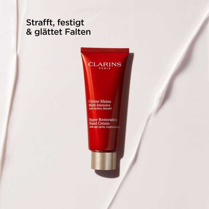 Clarins Multi-Intensive Crème Mains mit Textinfo:strafft, festigt und glättet Falten.