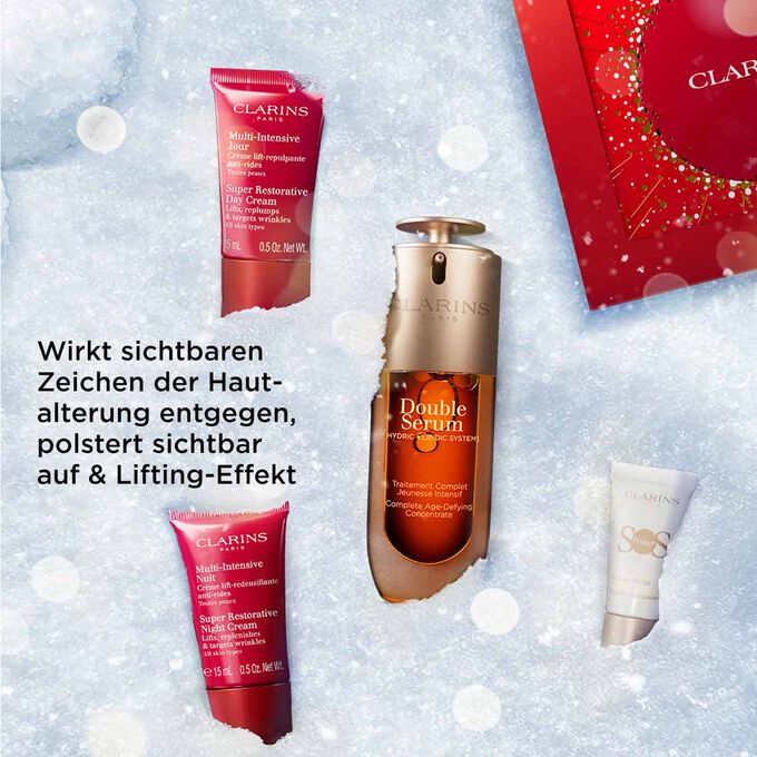 Clarins Anti-Age Hautpflege-Set für sichtbaren Lifting-Effekt, straffend und glättend für ein jugendliches Aussehen.