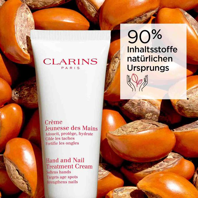 Crème Jeunesse des Mains mit Info, dass 90 % Inhaltsstoffe natürlichen Ursprungs sind