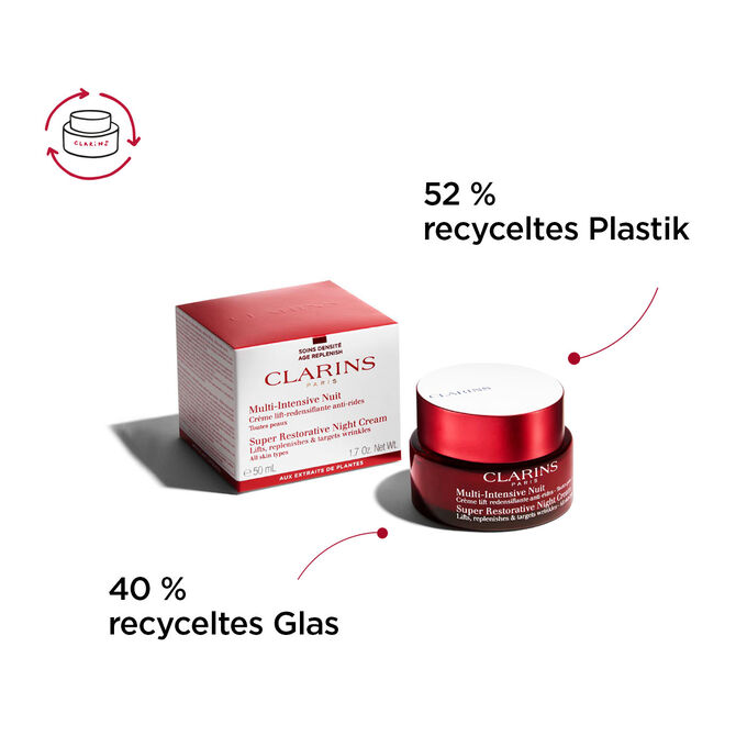Multi-Intensive Nuit für jeden Hauttyp Verpackung aus recyceltem Glas und recyceltem Plastik