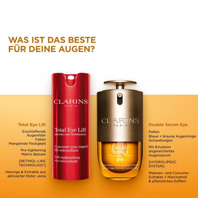 Vergleiche Total Eye Lift und Double Serum Eye, um die f&uuml;r dich am besten geeignete Anti-Aging-Pflege zu finden.