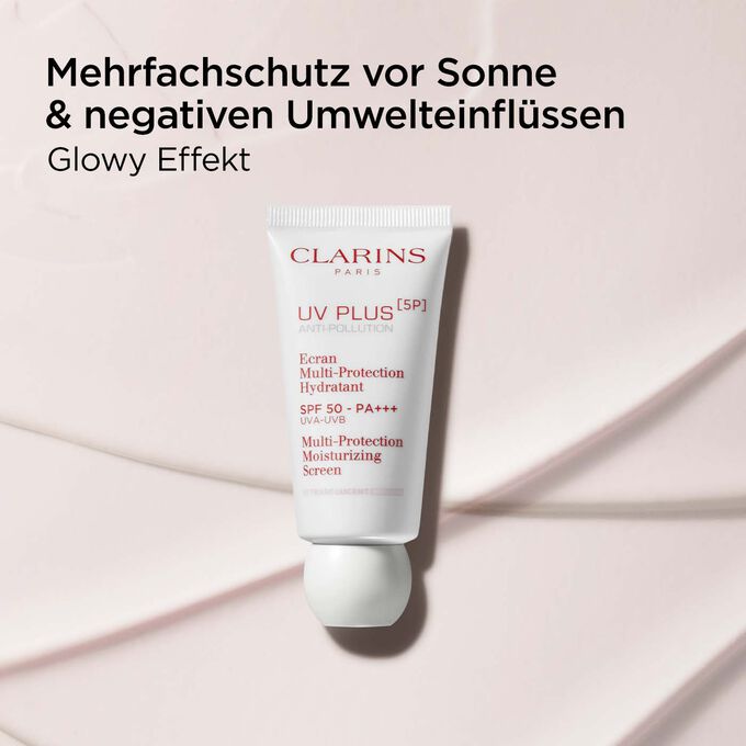Clarins UV Plus Anti-Pollution Rose, das einen glowy Effekt mit UV- und Anti-Pollution-Schutz bietet