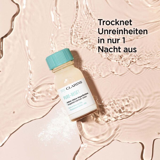 Pure-Reset Lotion gezielt bei Unreinheiten auf Textur, die Unreinheiten in einer Nacht austrocknet