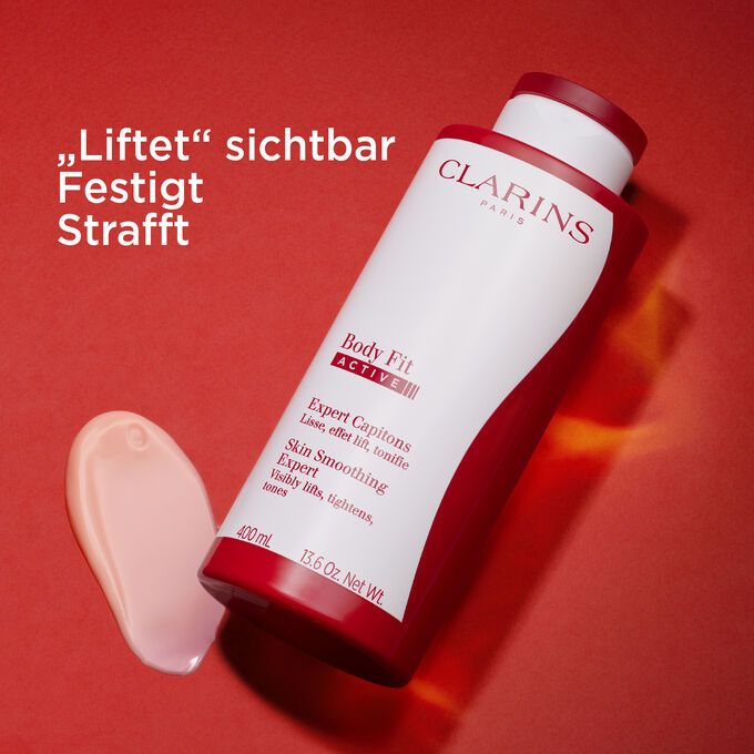Body Fit Active 200 ml Verpackung mit Textur die "liftet", festigt und strafft