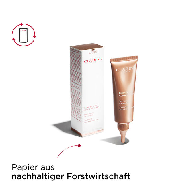 Extra-Firming Cou & Décolleté und Verpackung mit Papier aus nachhaltiger Forstwirtschaft