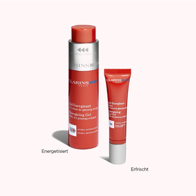 Energiespendende Männerpflege-Routine von Clarins, speziell entwickelt, um die Haut täglich zu erfrischen und zu straffen.