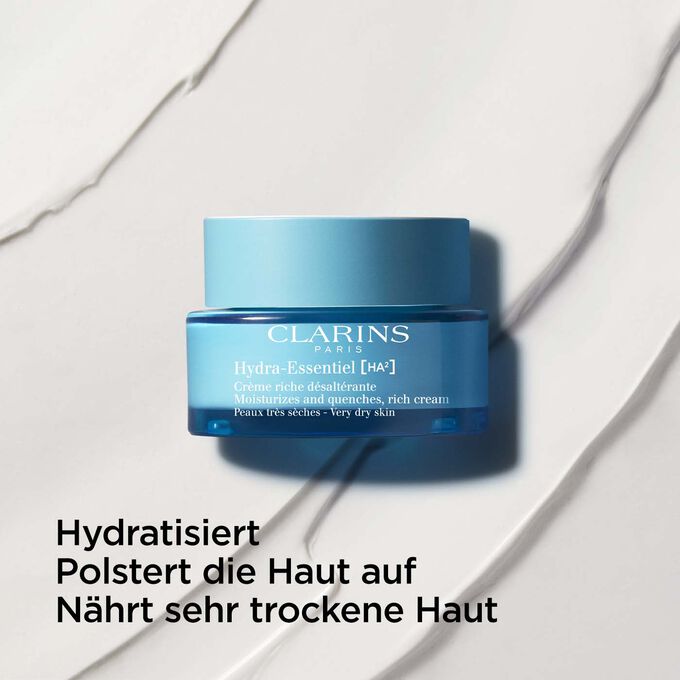 Tiegel Clarins Hydra-Essentiel Crème riche désaltérante für sehr trockene Haut hydtratisiert, polstert auf, nährt die Haut