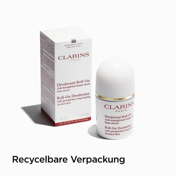 Deo-Roller und Faltschachtel mit Textinfo, dass diese recycelbar ist