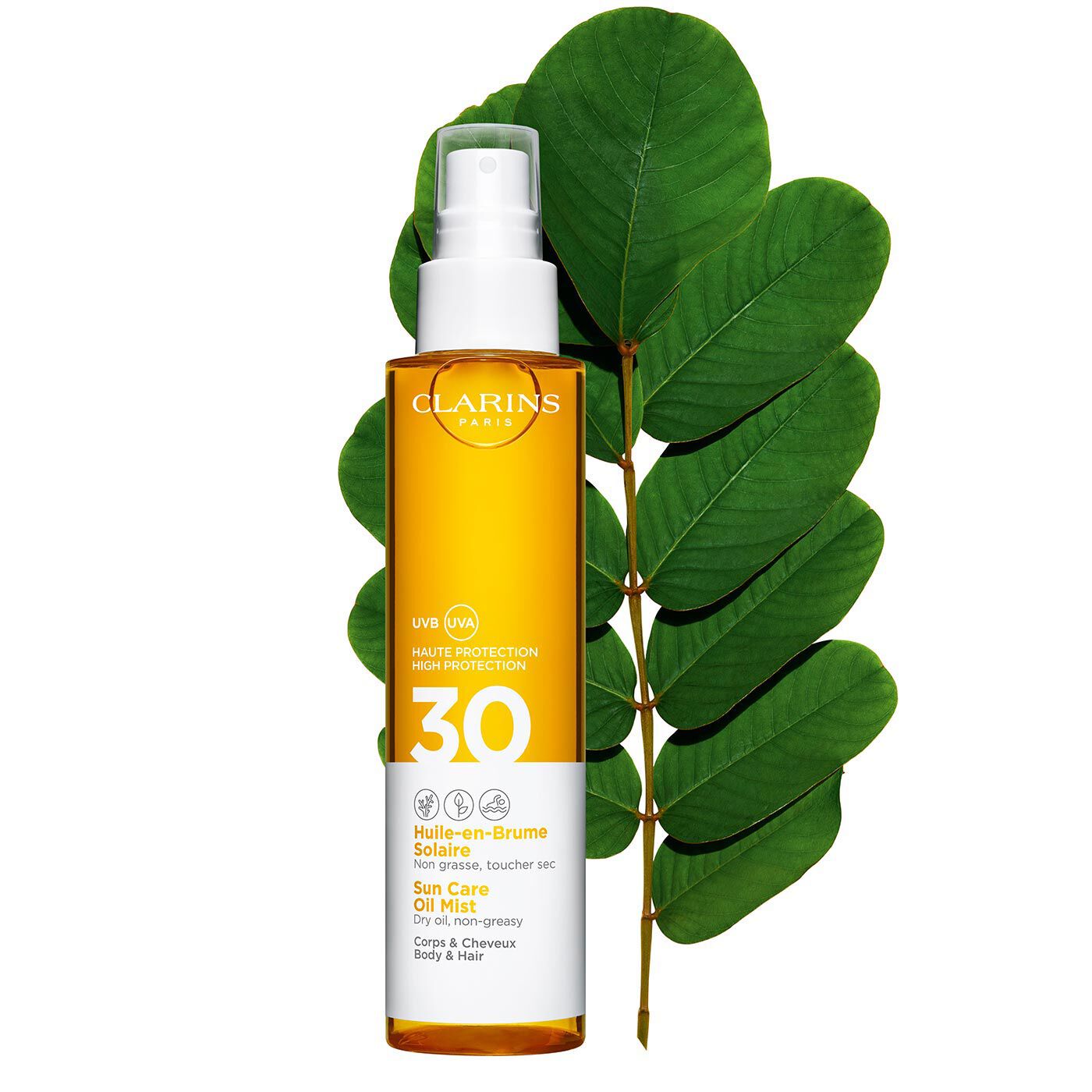 Transparentes Sonnenschutz-Öl für Körper und Haare im Spray UVA/UVB 30