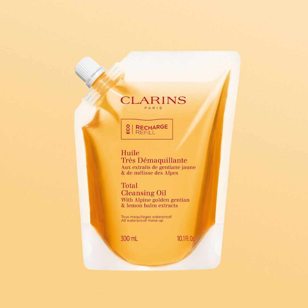 Das Clarins Huile Tr&egrave;s D&eacute;maquillante Refill bietet eine nachhaltige und effektive L&ouml;sung f&uuml;r Makeup-Entfernung