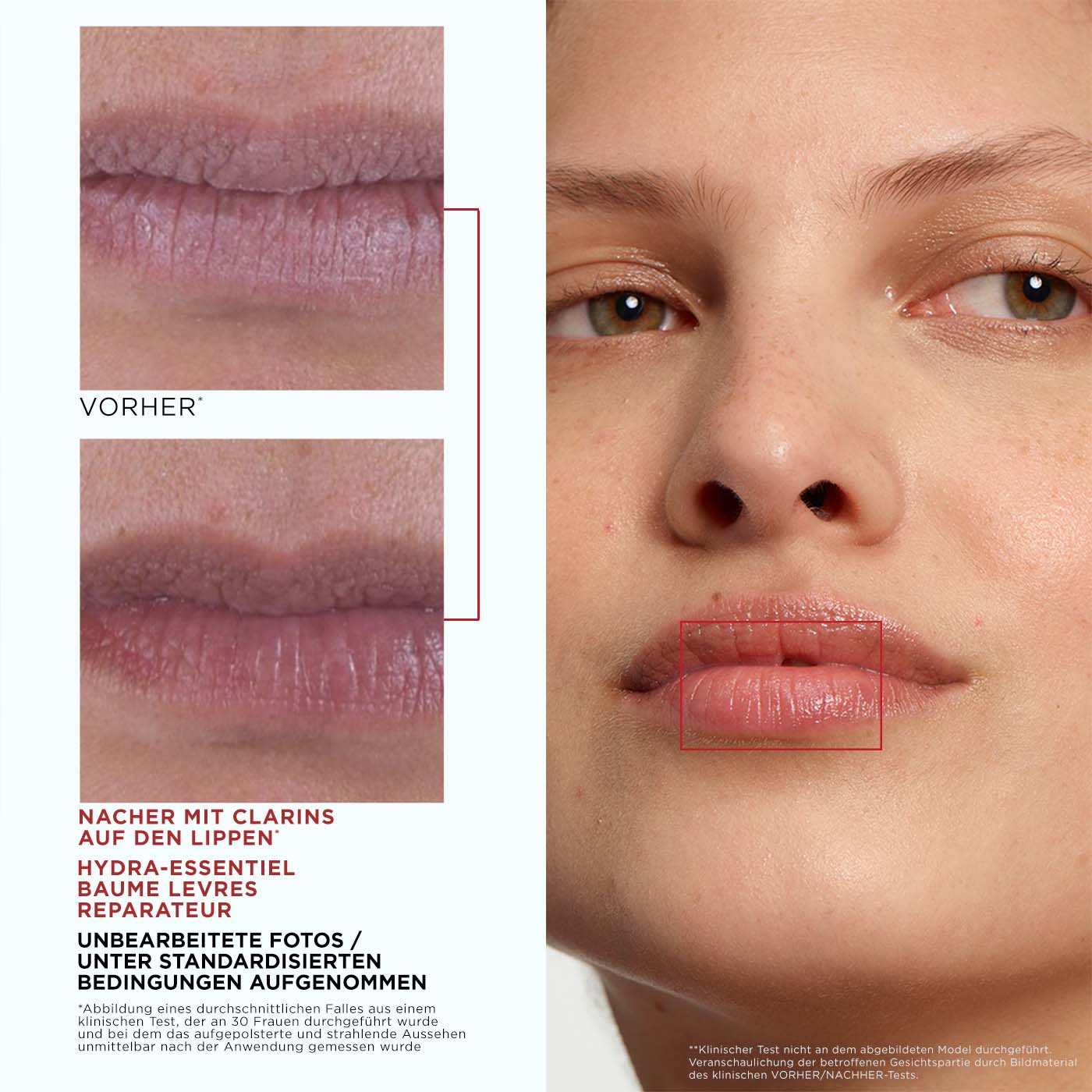 Hydra Essentiel Lippenbalsam Vorher Nachher Ergebnis auf der Haut