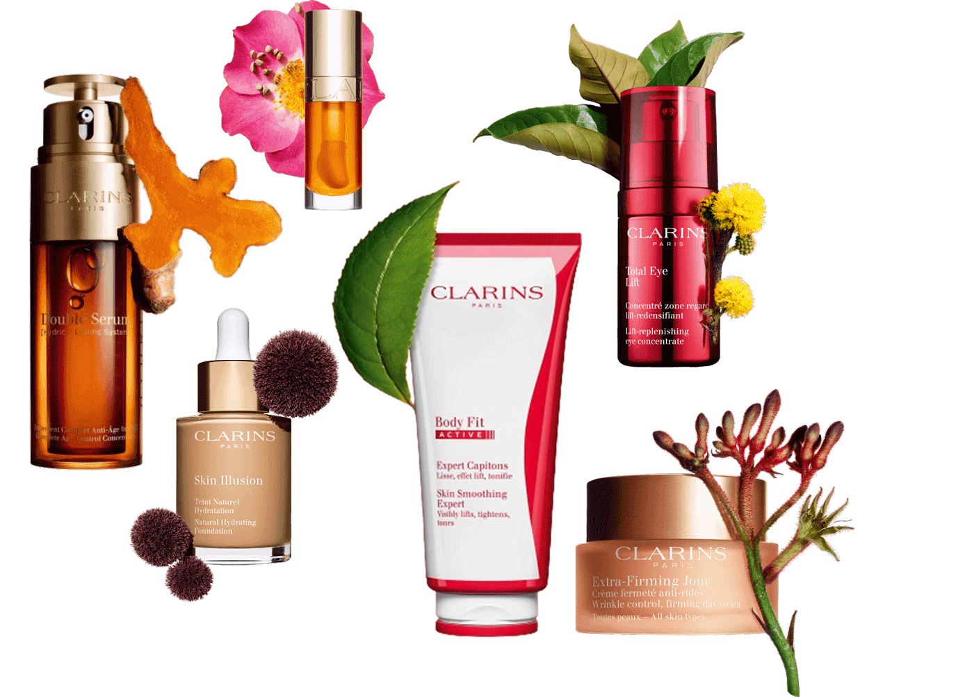 Double serum, Lip oil, Body fit, Total Eye lift, Extra firming Jour, Total illusion