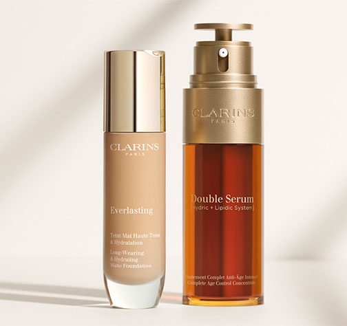 Packshot Produit Everlasting à côté du produit Double Serum