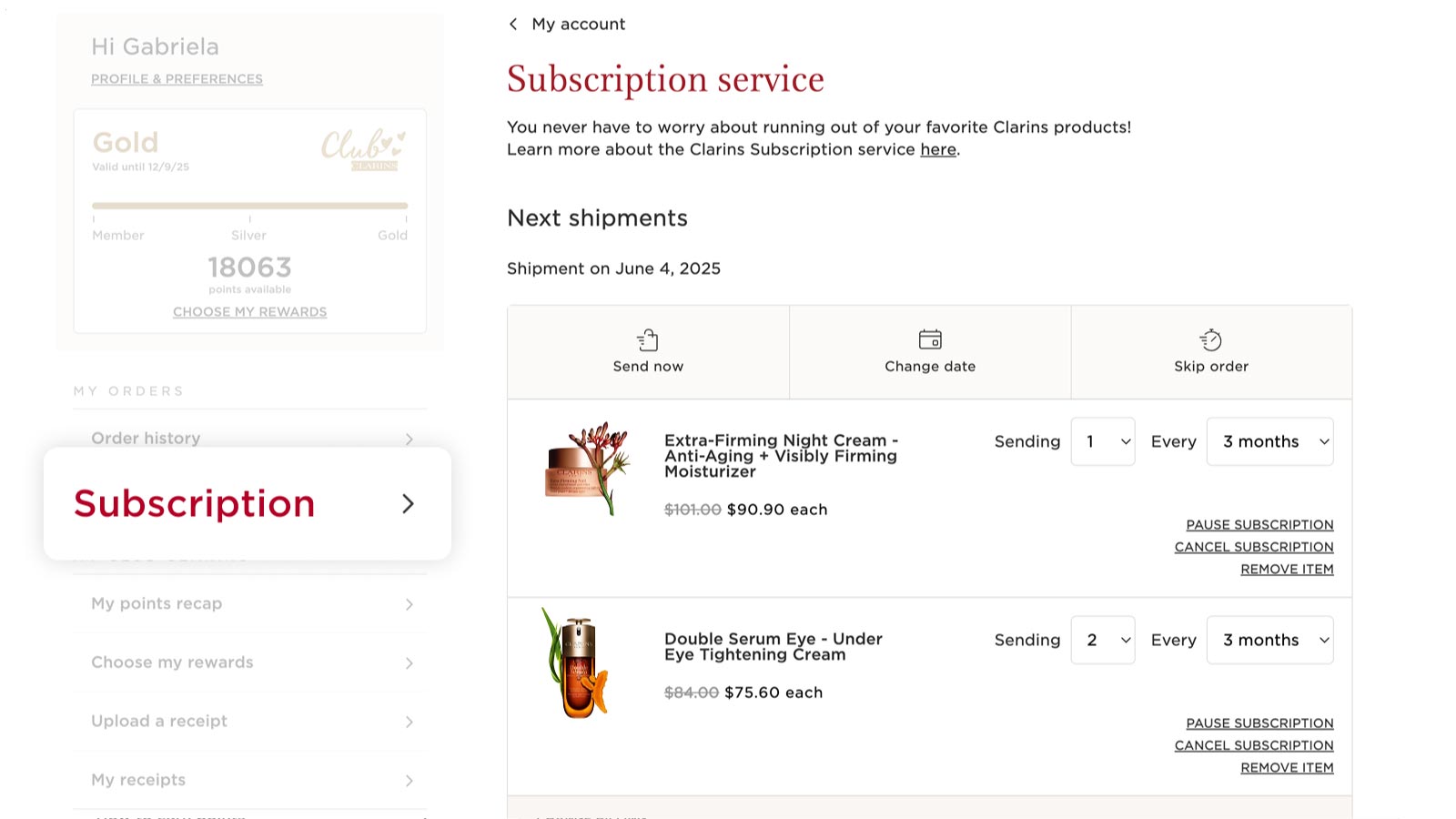 Verwalte deine Abo-Einstellungen von deinem Clarins Konto aus