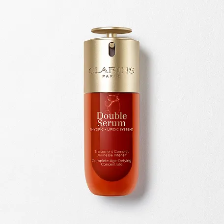 Packshot Double Serum, das die Haut sichtbar strafft und ihr mehr Strahlkraft verleiht