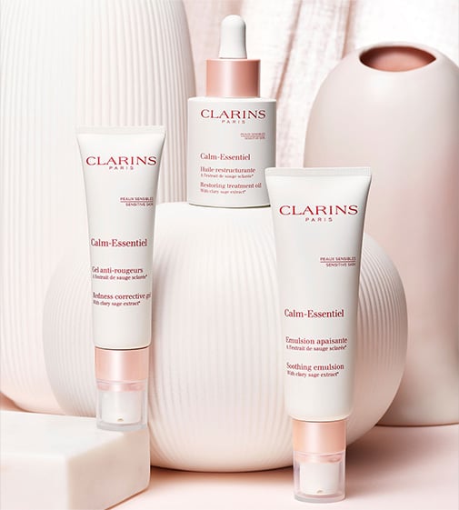 Welche Produkte auf Basis ätherischer Öle hat Clarins für sensible Haut entwickelt?