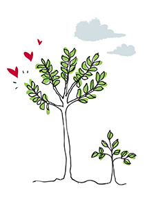 Aromaphytocare Illustration Bäume mit Herzen